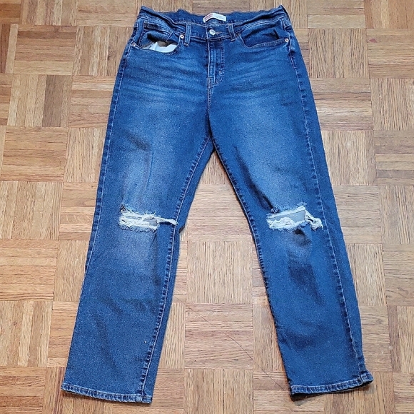 Signature by Levi Strauss Heritage Easy Straight Distressed Blue Jeans SIZE 10 - Picture 1 of 13